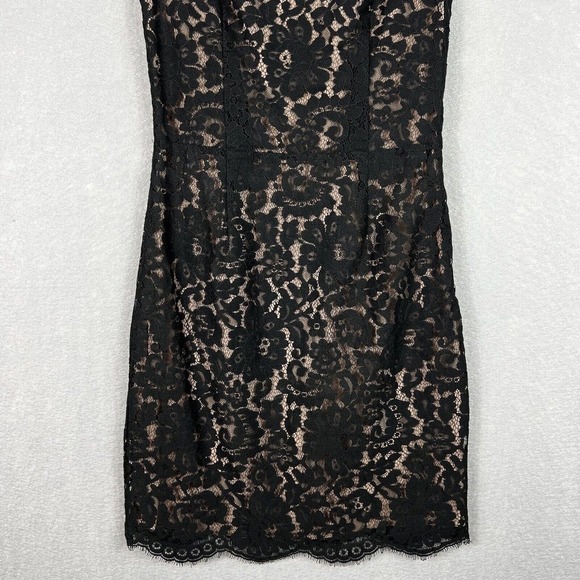 Joie Black Lace Maribeth Mini Dress XS Cap Sleeve Scallop Hem - Picture 4 of 14